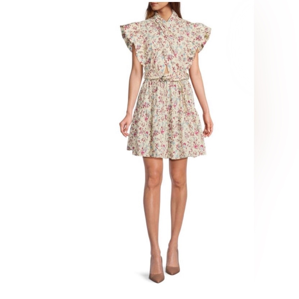Nwt DEREK LAM 10 CROSBY Finn Ruffle Wrap-Neck Minidress size 2